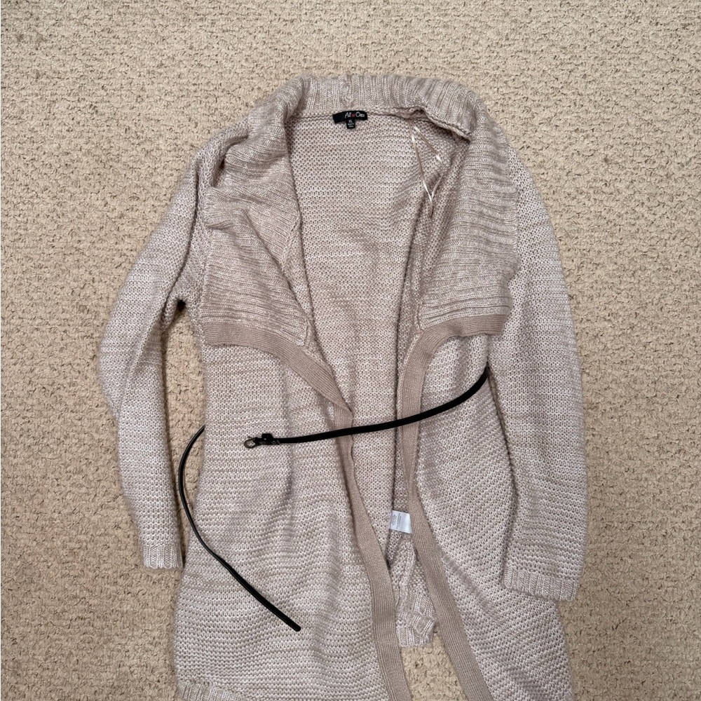 Chic Beige Open Front Cardigan